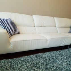 Modern Cream white Genuine leather Sofa couch Set