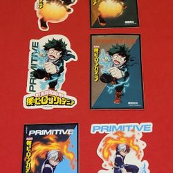 Rare 6 Primitive Skateboard Stickers Bakugo Midoriya Shoto MY HERO ACADEMIA DBZ