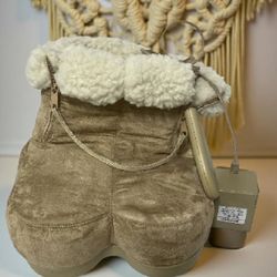 Brown Foot Vibrating Massager & Warmer Heated Soft Boot Shoes (Brookstone)
