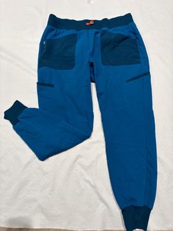 Figs Blue Jogger Scrub Pants with Contrast Pockets