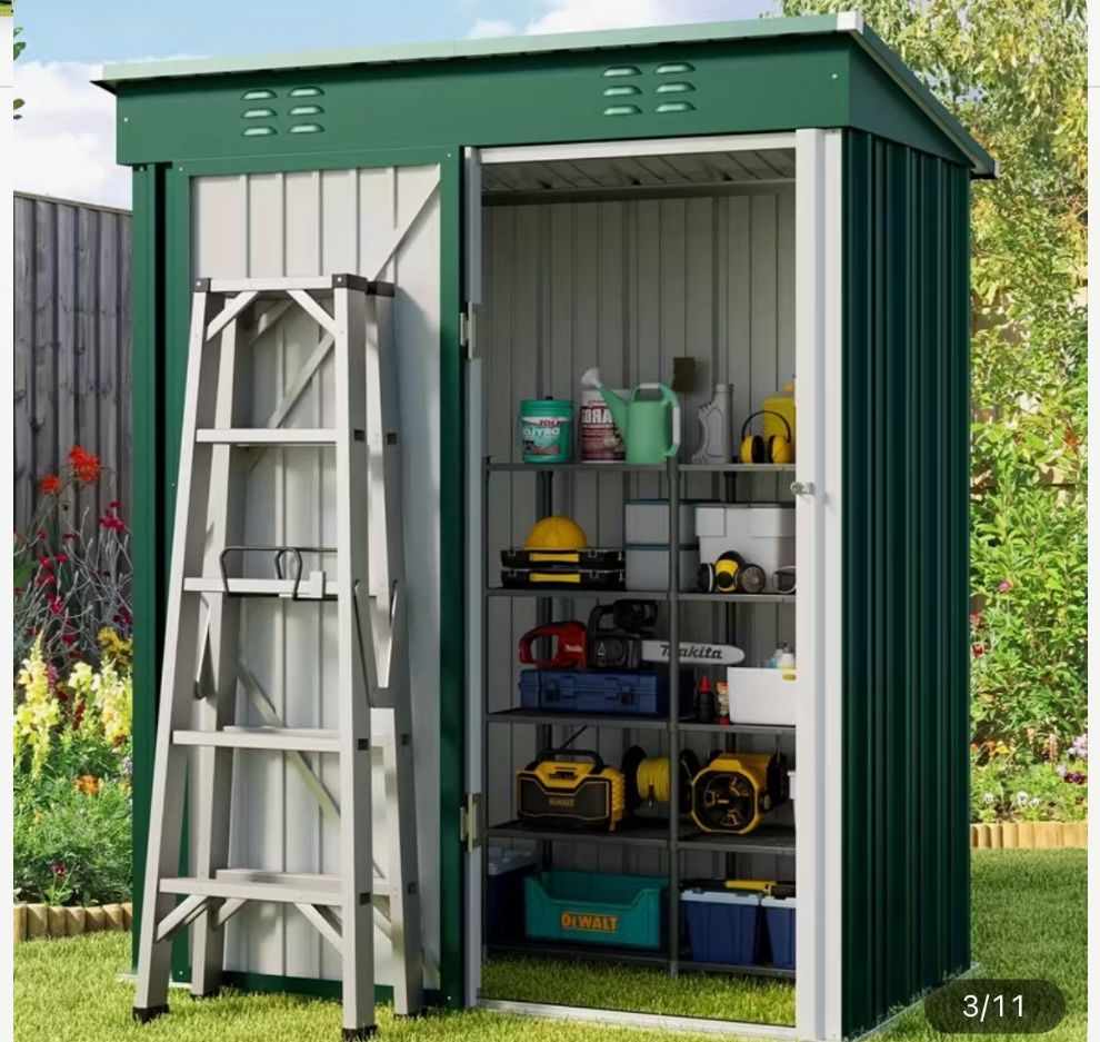 New 3x5ft Metal Storage Shed—-green