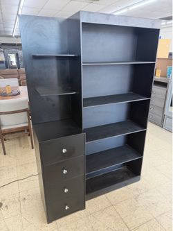 New Black Bookshelf With Drawers
