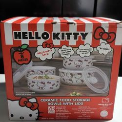 Hello Kitty Ceramic Food Storage Bowls with Lids