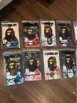 Bape shirts , cleaning supplies , school clothes, clothing