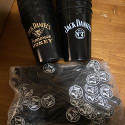 Jack Daniels Cocktail Plastic Cups And Stirrers - Party Decor