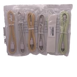 Threaded iPhone Chargers(6 PACK) For Modern iPhones. 2 Green,2 White & 2 Orange