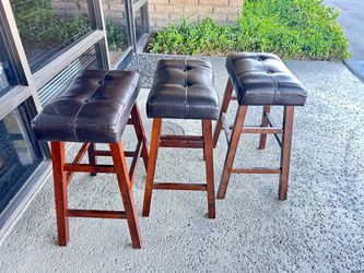 Tufted Leather Bar Stool 24”  & 29” High