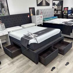 👀HOT DEAL 🤝Soledad Gray Bed 👌 QUEEN,KİNG AVAİLABLE 