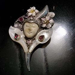 Sajen 925 Sterling Silver Brooch/Pendent Goddess 