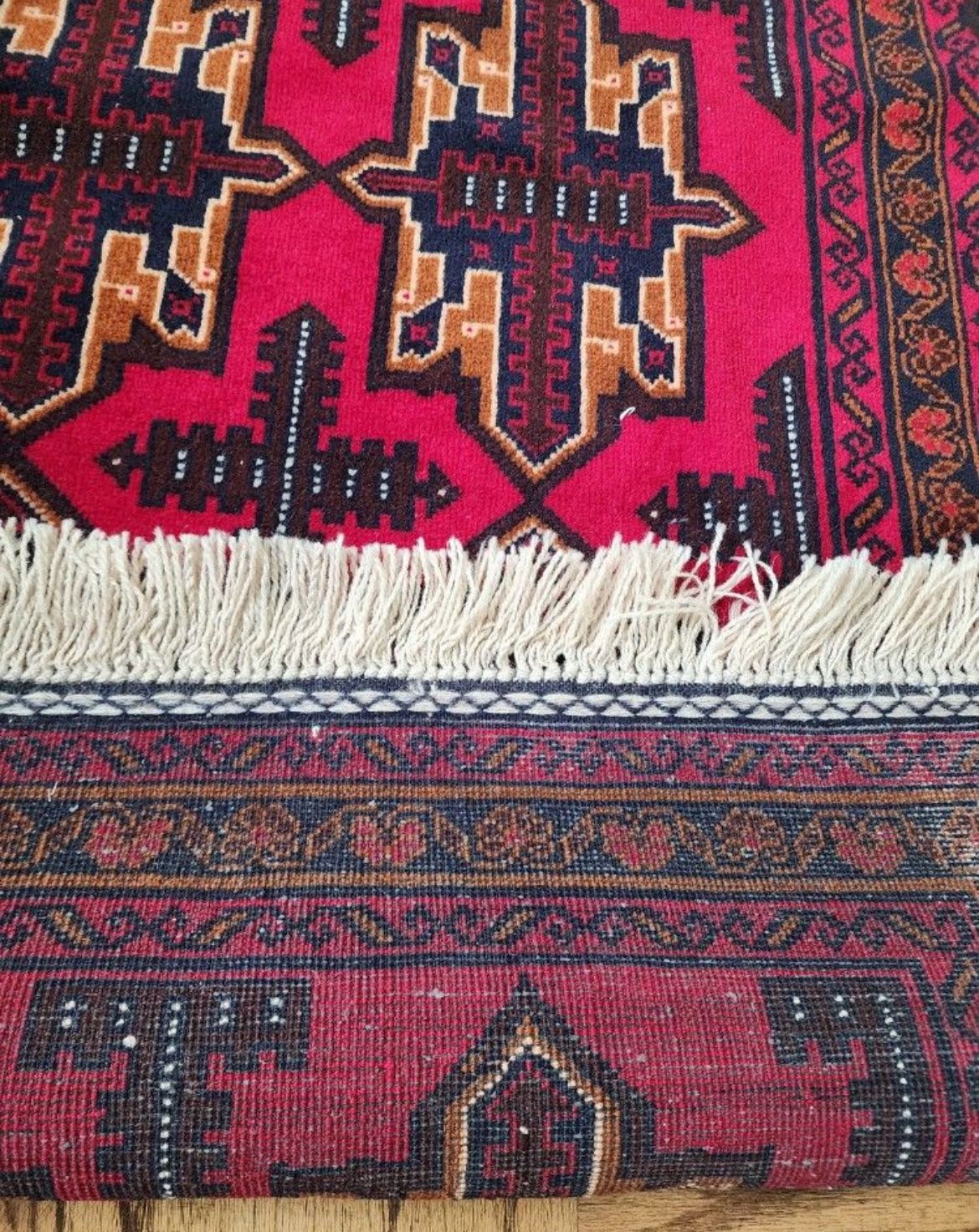 Like new 3 x 4'8 hand made Afghani Balouch Wool Area Rug. Firm price