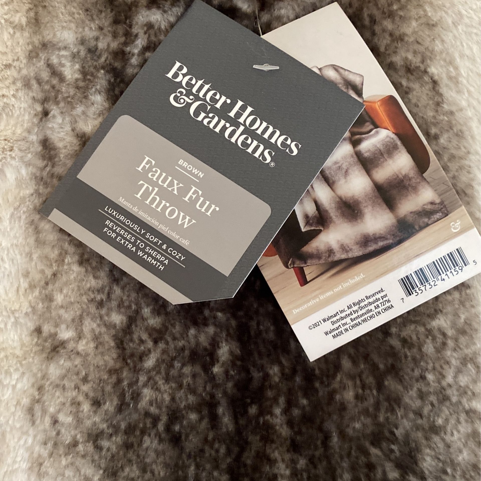FAUX THROW! Brand-New!Soft/ Brown, Black Mix.