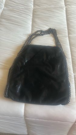Black Chain-Trim Tote Bag