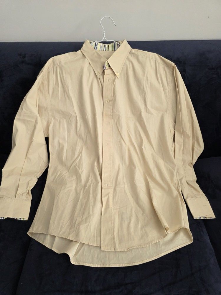 Authentic BURBERRY Dress shirt/ Off White Beige Size XL L New