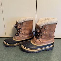 Sorel Caribou Insulated Wool Waterproof Tan Winter Boots Size 10