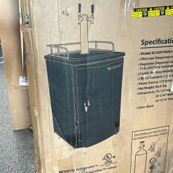 Edgestar Twin Tap 20inch Full Size Beer Keg Dispenser With Low Temperature Setting In Black