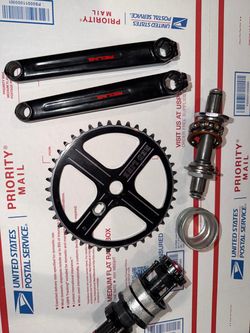 Redline flight cranks, redline bubble front sprocket