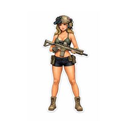4” Tactical Girl AR 15 Sticker Army Gun Decal .556 Tactical Military NVG