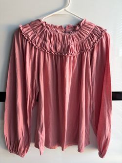 Ann Taylor Women’s Pink Knit Ruffle Pleated Pullover Blouse - XXS