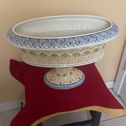 Vintage Capodimonte porcelain large oval compote by San Marco made in Italy 