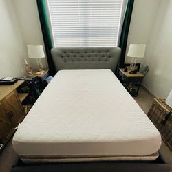Tufted Queen Bed Set ( Frame, Mattress, Box Spring) 
