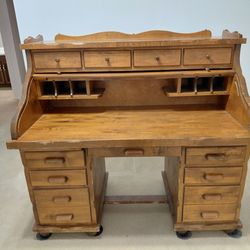 Solid Wood Roll Top Desk