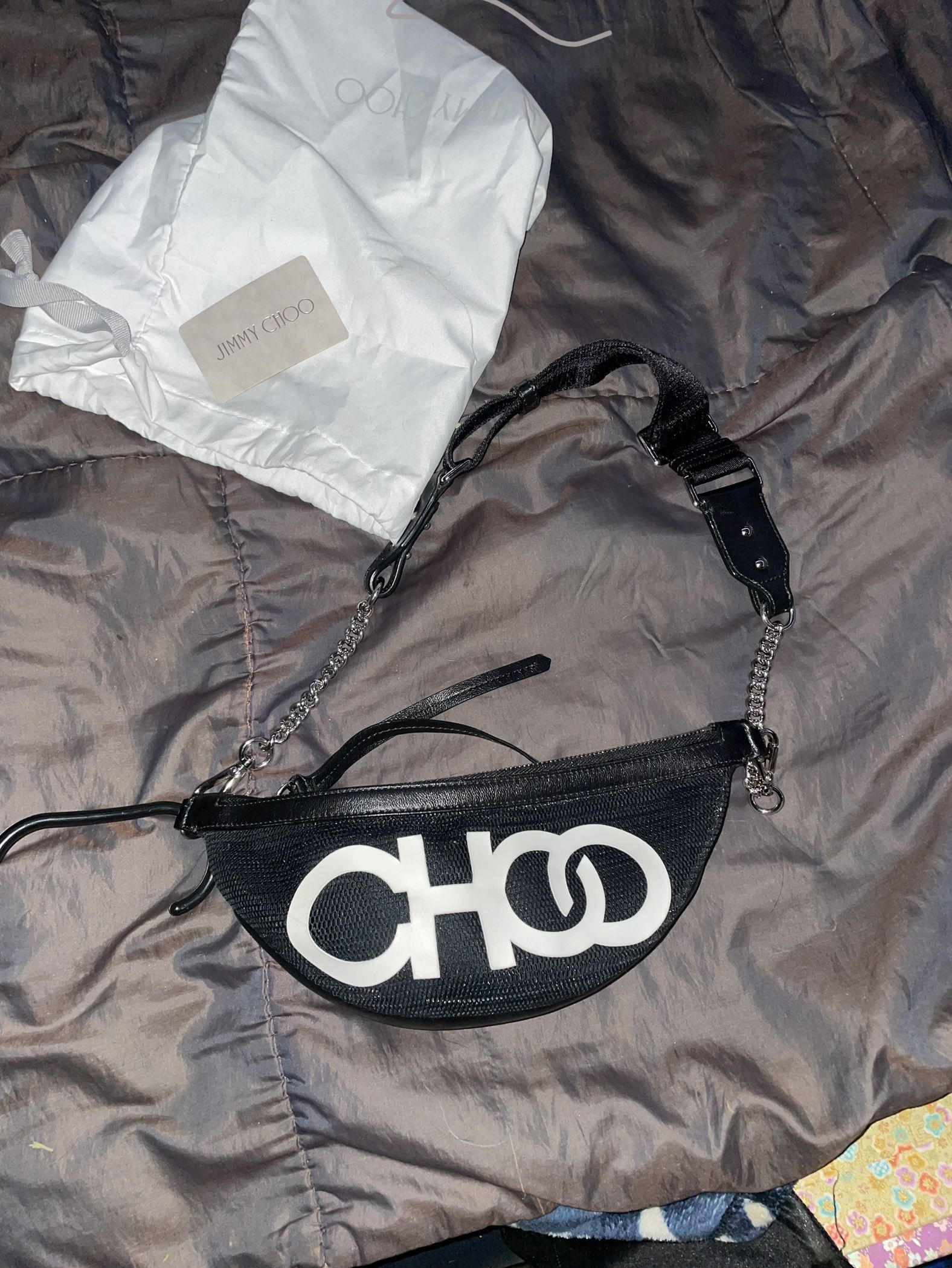 Jimmy Choo Mesh Leather-Trimmed Waist Bag