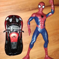 Spider Man Figurine And Spider Man Car