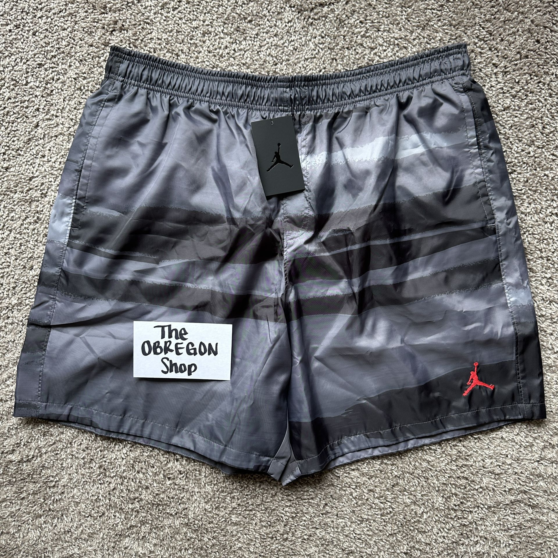 NIKE AIR JORDAN JUMPMAN LEGACY AJ11 PRINTED SHORTS MENS SIZE 2XL XXL GRAY BLACK NEW