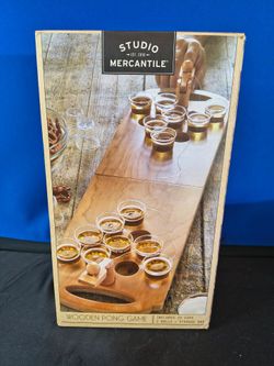 Studio Mercantile WOODEN BEER PONG GAME - Fun Adult Party Drinking Game - New