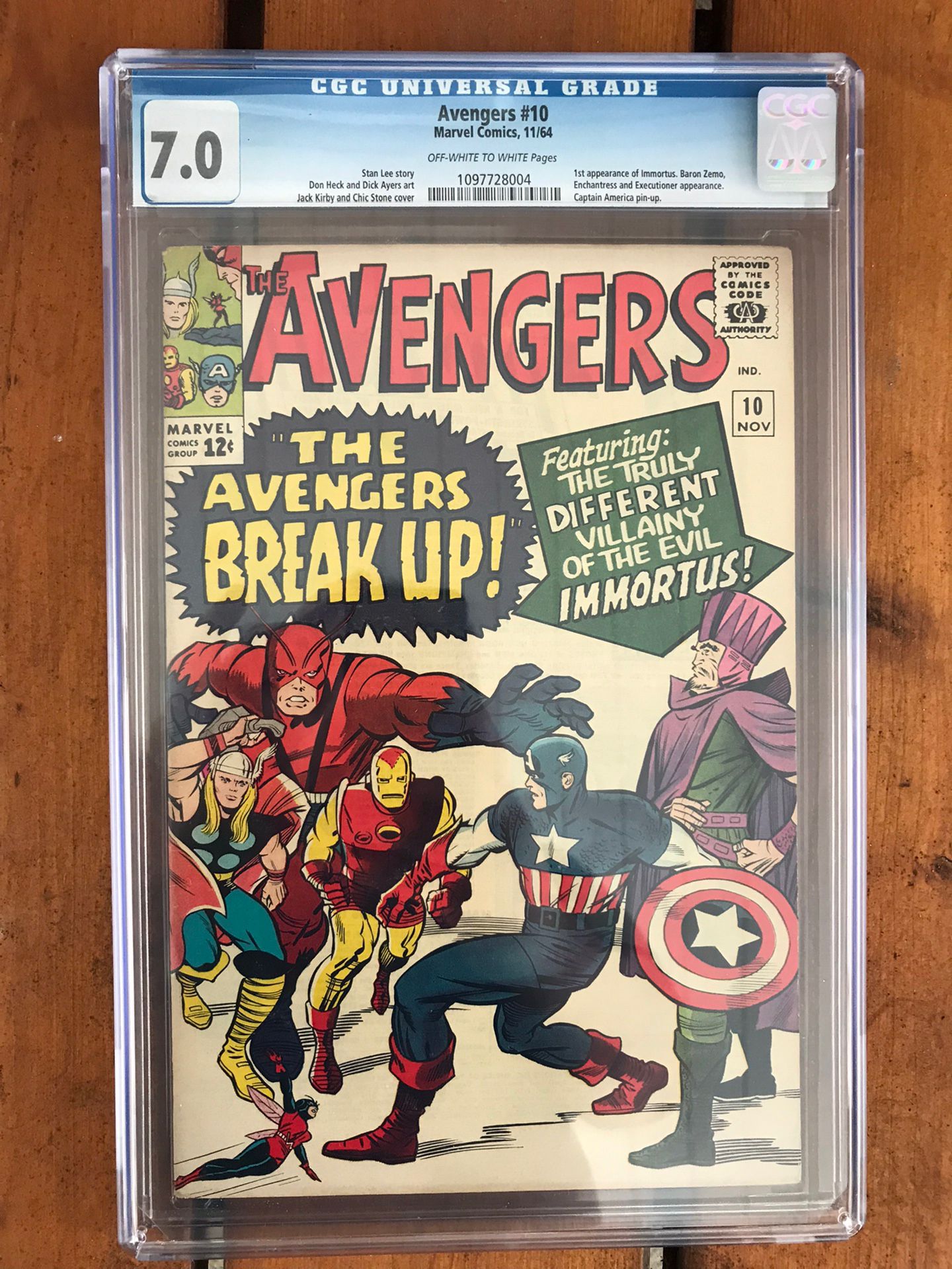 Avengers #10 (1964) CGC 7.0 — O/w to White; 1st Immortus App.; Stan Lee & Jack Kirby