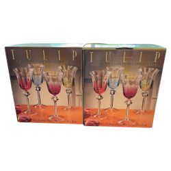 Tulip Mouth Blown Goblets By Crystal Clear