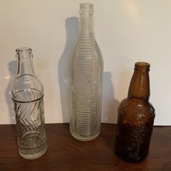 3 Vintage Soda Bottles