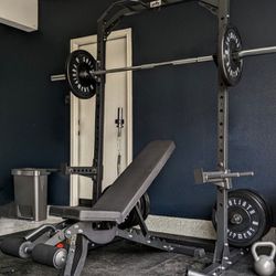 New Monster Half Rack Squat Rack  Weight Bench , Adjustable Bench, Olympic Weights , Olympic Barbell  
