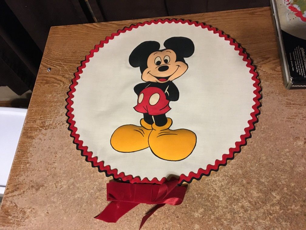 Vintage Disney Mickey Mouse Needlepoint Cross Stitch 18x20 In