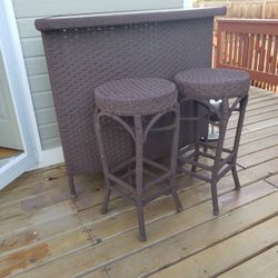 Bar Table With Glass Top And Two Chairs 