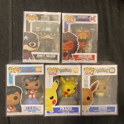 Funky Pop Figure Lot, Pokemon, Pikachu, Eevee, Lilo And Stitch, Masters of The Universe, Winter Solider 