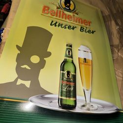🍺 Bellheimer “Unser Bier” Metal Beer Sign – Rare Collectible!