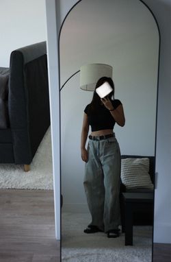 64"x21" Arched Full Length Mirror with Stand, Body Mirror