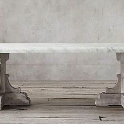 Restoration Hardware 108” Marble & Oak Dining Table