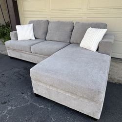 Gray Reversible Living Spaces Sectional Couch Sofa