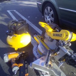 De Walt Air Compressor N DeWalt Sliding Saw Better Saw N A Ridgid nail Gun 20"