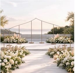 Curved Wave Wedding Arch Backdrop Stand Gold – 8ft x 12ft Left & Right Heavy-Duty Metal Frame