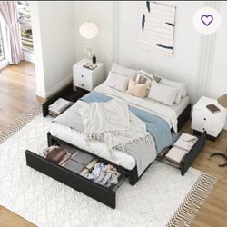 Upholstered Storage Bed with 3 Drawers