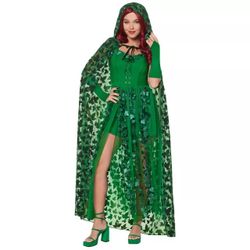 DC Comics Poison Ivy Costume Dress and Cape Set Size Large