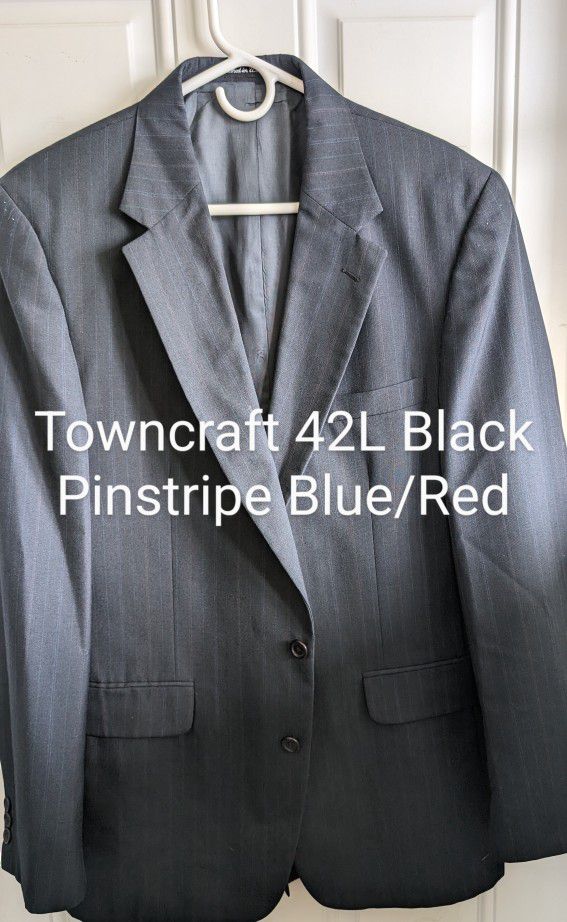 Mens Towncraft 42L Black Pinstripe Blue/Red, Low Moisture Utility Press. Possible Polyester, Single Vent