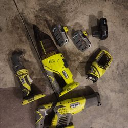 Ryobi Tools (Sawsall, Oscillating Multi Tool, Vacuum, Light) & Battery