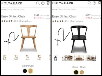Poly & Bark Enzo Dining Chairs In Oak And Black 