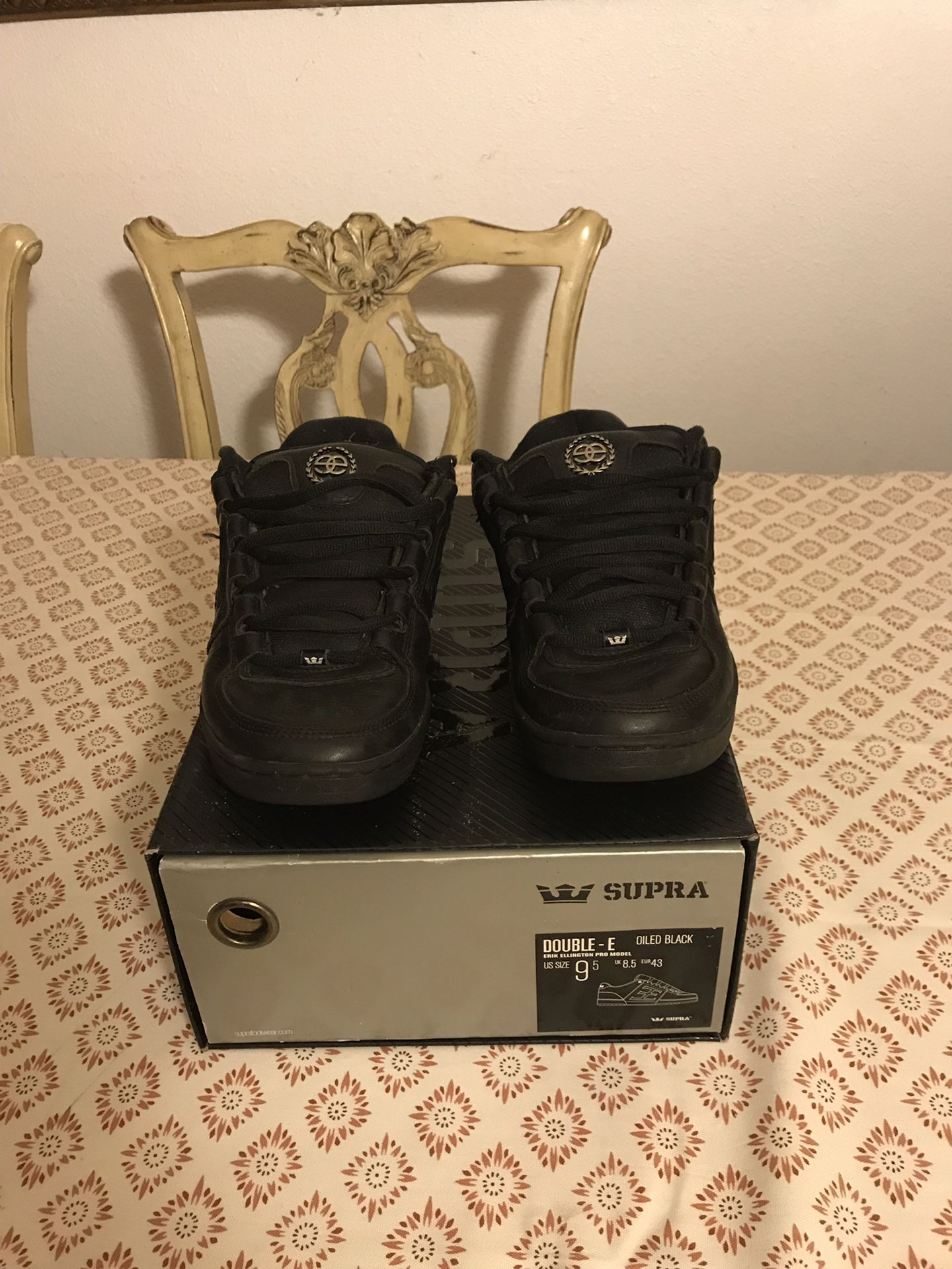 Supra Erik Ellington (Double-E) size 9 Oiled Black With Original Box, Hard To Find Rare Shoes