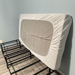 Twin Mattress + Topper + Frame Bed 50$