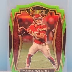 2020 Select Patrick Mahomes Lime Green Premire Level Die Cut Chiefs!!